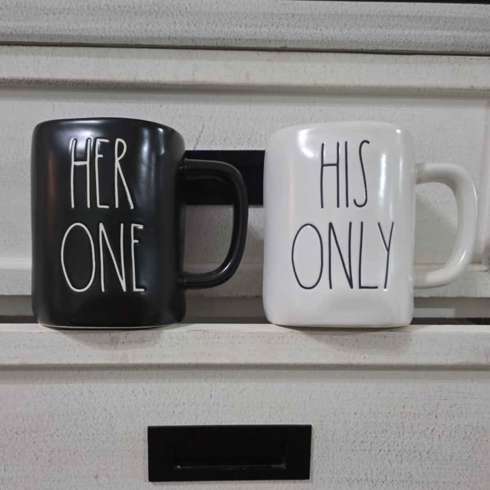 Rae Dunn Black and White Mug Pair - Her One & His Only
